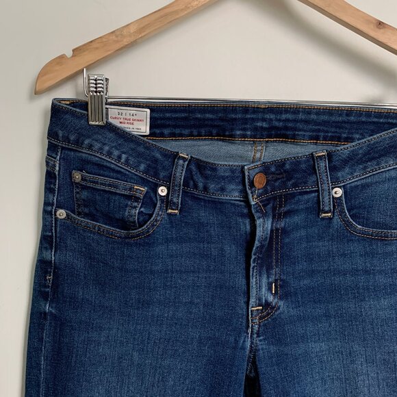 Gap Mid Rise Curvy True Skinny Jeans Dark Indigo 32 / 14 - Picture 8 of 10